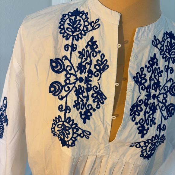 Zara White & Blue Embroidered Mini Dress – Size M - Picture 3 of 6
